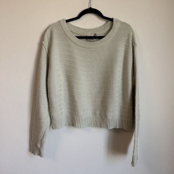 Fade By BKE Sweaters - Oversized Boho Cotton Blend Drop Shoulder Long Sleeve Knit Sweater Mint Green